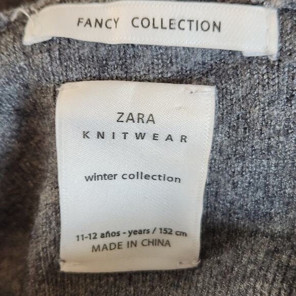 Zara Knitwear Fancy Winter Collection Gray Poncho Kid's 11-12 Yr EUC - Picture 3 of 8